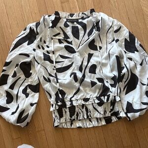 INC International Concepts Black and White Abstract Print Top